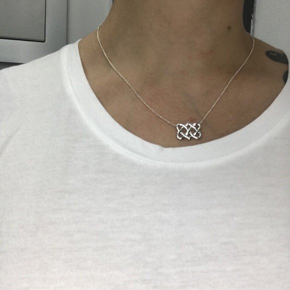 LIKE NEW!! Tiffany & Co. Sterling Silver Celtic Love Knot Necklace - Picture 3 of 5